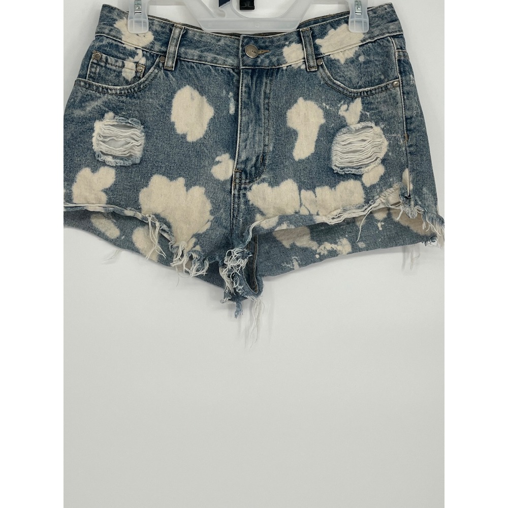 American Bazi Bleached Distressed Denim Cutoff Shorts Women 30 Blue Raw Hem Boho